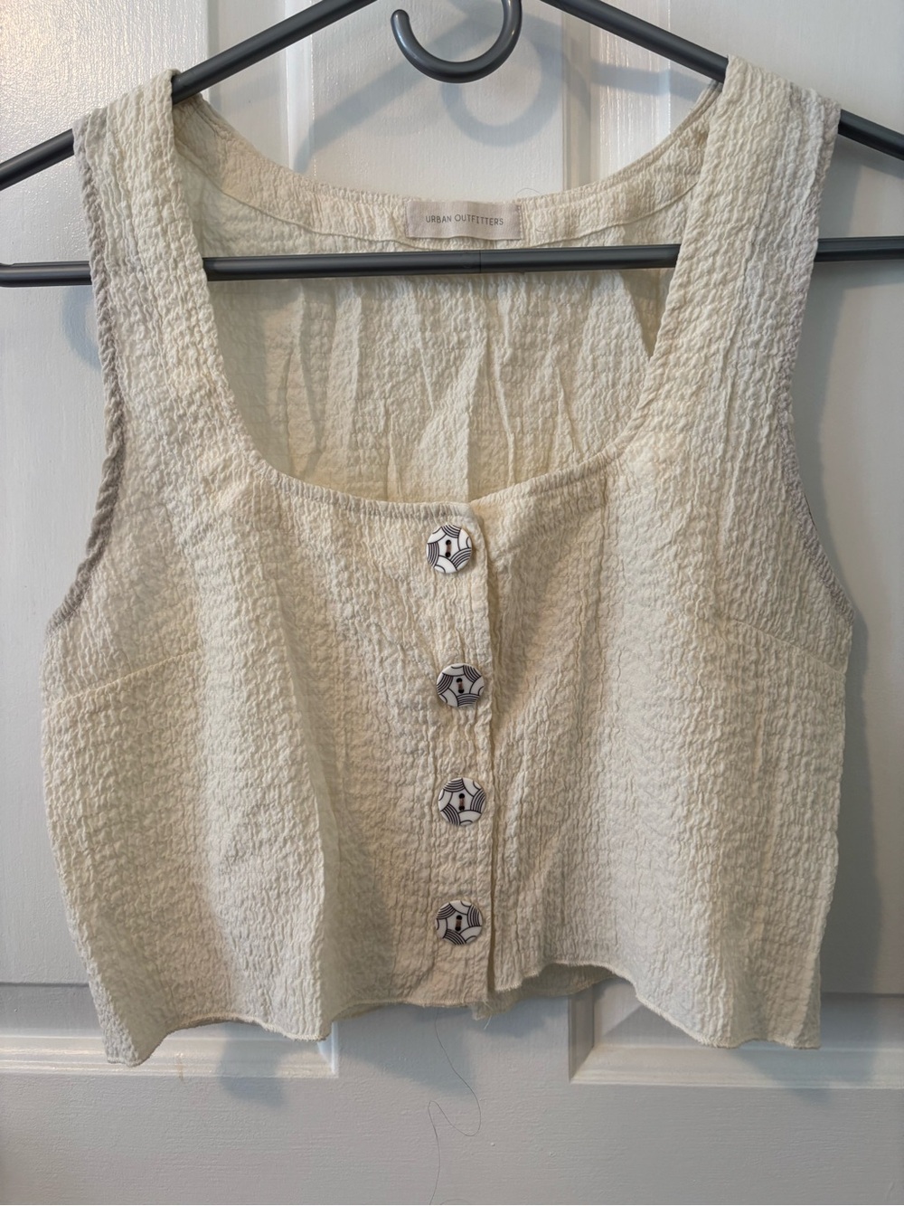 Urban Outfitters Cream Textured Button-Front Tank